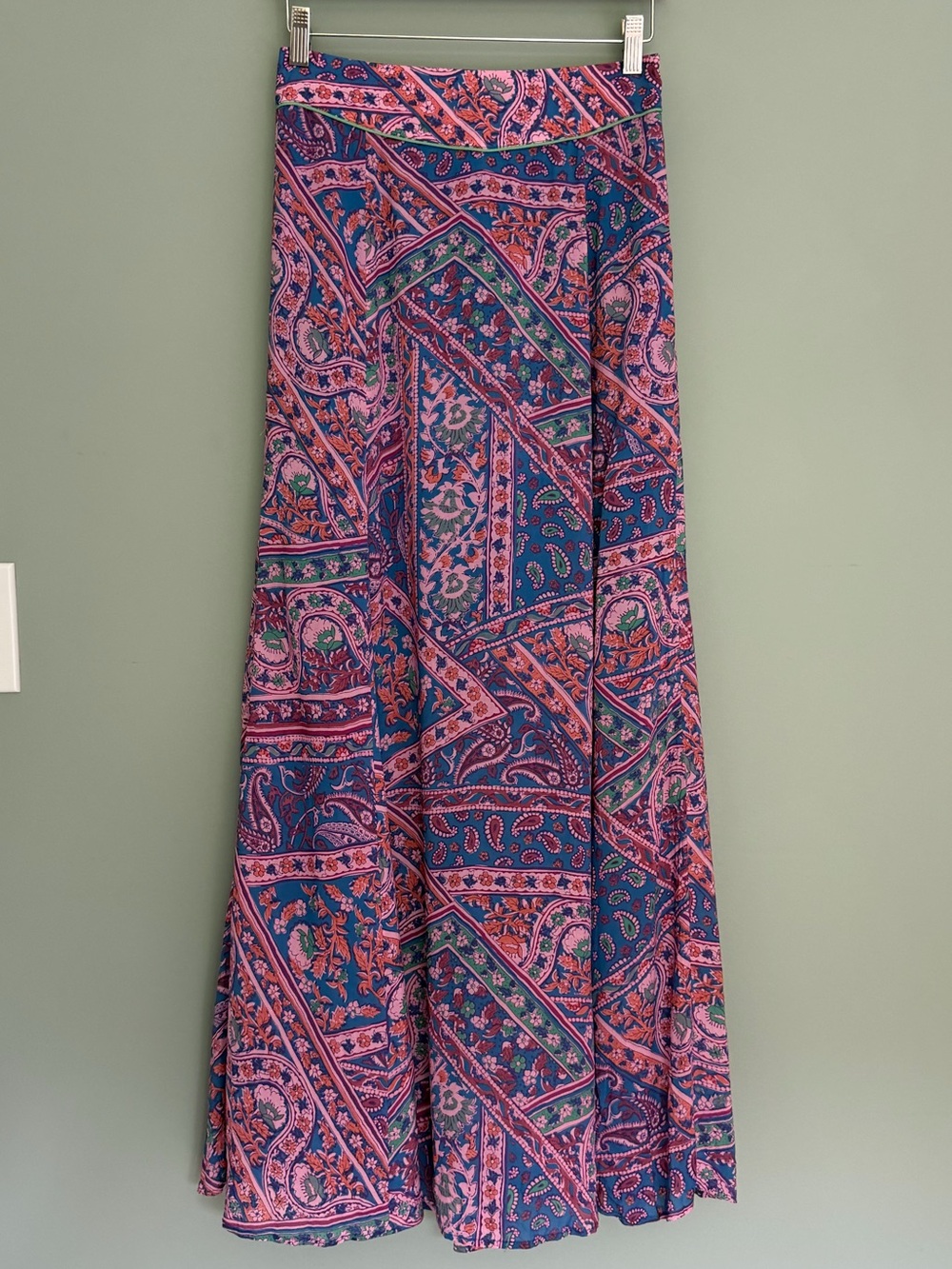 ba&sh Blossom "Fanessa" Lady Blue & Pink Batik Floral Print Maxi Skirt